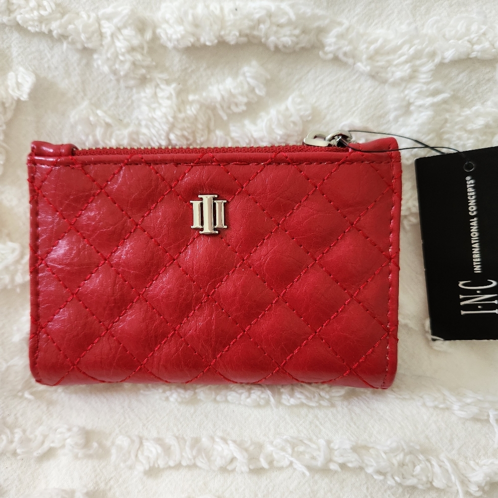 NWT INC International Concepts Red Snap Quilted Pattern Wallet.